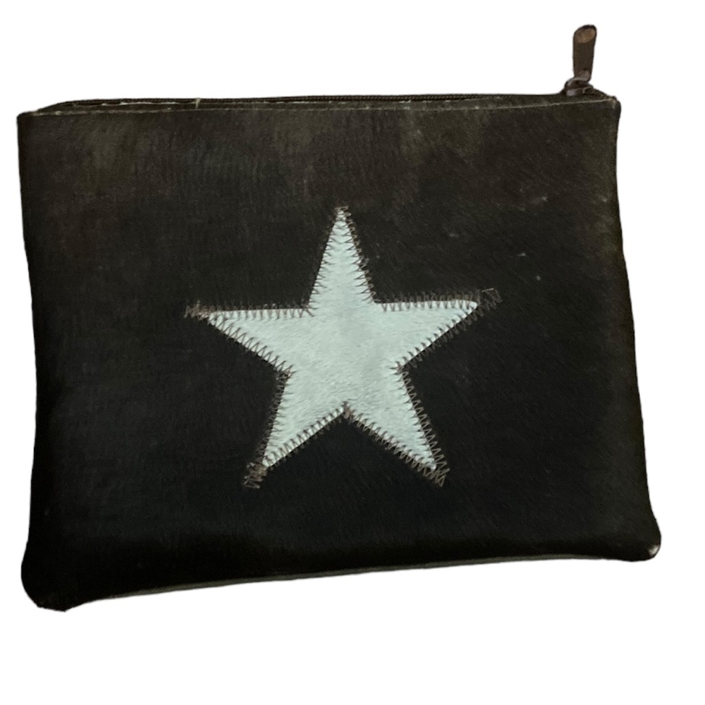 Handmade “Made in Sedona” Chocolate Brown Calf’s Hair w/White Leather Star Pouch